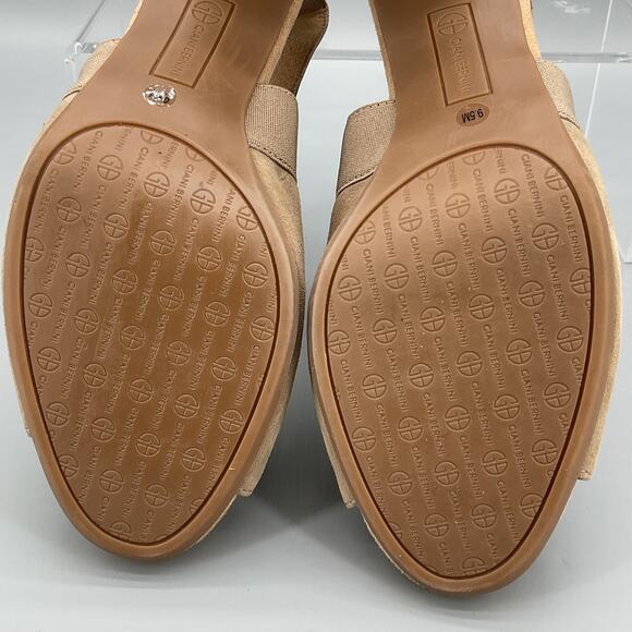 NEW Giani Bernini Women’s Averiel Leather Open Toe Pumps Beige Size 9.5M - Picture 12 of 12